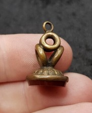 Small Old Vintage/Antique Yellow Metal Watch Fob Seal. Unusual Piece. 