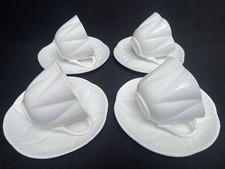 Vintage Set of 4 Shelley Fine Bone China, 'Dainty' White Tea Cups & Saucers VGC