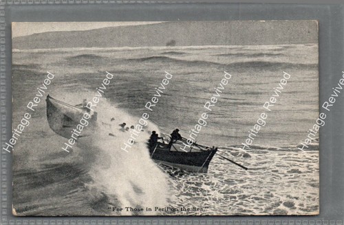 Vintage peril sea lifeboat - peril, at