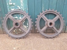Pair Large 2ft Vintage Industrial Factory Cast Iron Foundry Windmill Cog Wheels