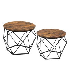 Set of 2 3 Coffee Nesting Table Set Sofa Side End Table Industrial Living Room.