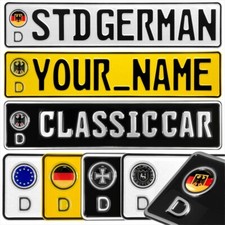 D German Pressed Number Plates Replica Show Kids Trucker Name 3D Gel Round Badge