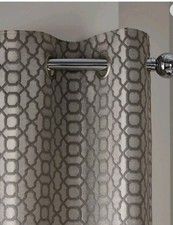 NEXT Silver Grey Geometric Lined Eyelet Curtain 117cm x 229cm SINGLE