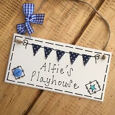 Play House Sign Plaque Summer Wendy Cottage Shed Gift Hanging Garden Blue