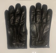 Mulberry leather and cashmere black gloves. Size M 8.1/2