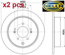 X2 PCS REAR BRAKE DISC SET