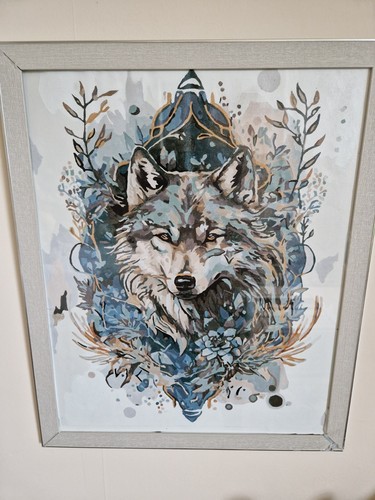 Wolf hand painted frame - wolf,