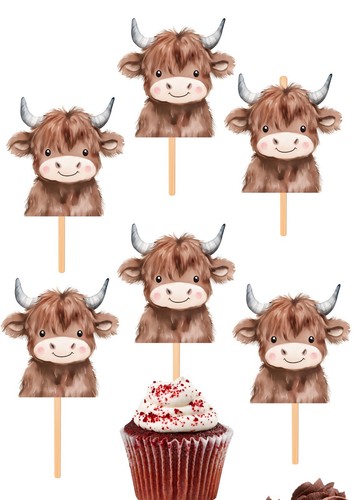 Highland cow cupcake toppers - highland,