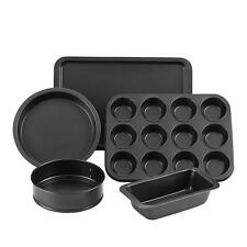CAKE TIN NON STICK 5 PIECE MIX SPRINGFORM ROUND SQUARE TRAY PAN FOR BAKE COOK
