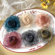 3Pcs 3D Mesh Gauze Flowers Applique DIY Sewing Fabric Crafts Embellishments New