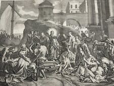 Large Antique 18th Century Engraving Jesus Bible