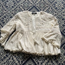 Zara Cream Boho Hippy Jacket
