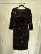 BNWOT Stunning Eliza J Fully Sequined Black Evening Dress - Size 12UK