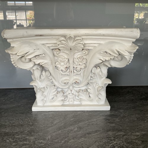 White carved oak leaf wall - white,