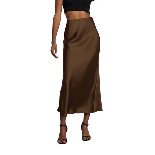 Silky long skirt women - skirt, high