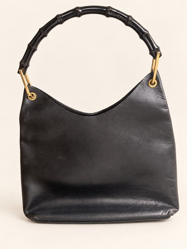 Gucci black leather bamboo - gucci,