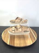 Cuccoo Women Beige Faux Suede Espadrille Sandals UK Size 7 EU 40 Double Buckle