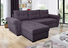 Corner Sofa Bed with Storage Grey Soft Fabric Large Double Bed. Left or Right