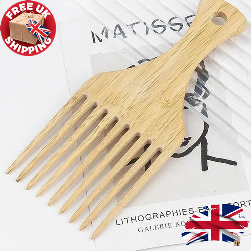 Natural wooden afro hair pick - afro,