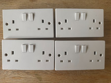 4 x double plug socket - 13A 2 Gang White Plastic