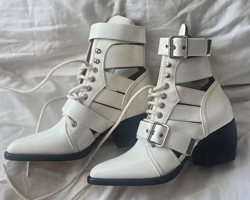 Chloé white leather ankle - white,