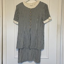 VTG Ultra Dress New York 16P 1980s retro blue check summer has shoulder pads vgc