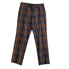 Galvin Green Trousers Size 36/32 Blue/Orange Polyester Men's Check Preloved 