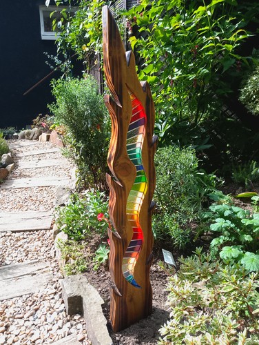 Stained glass garden sculpture - stained,
