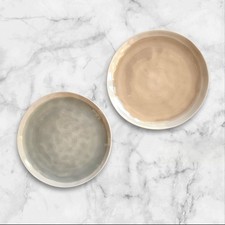 Neptune Lulworth Set of 2 Side Plates Grey and Light Brown- Beautiful Never Used