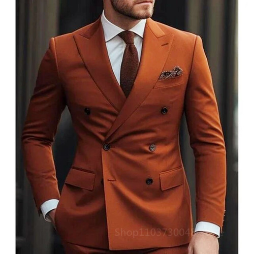 Mens brown double breasted - brown,