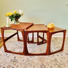 G Plan Teak Quadrille Nest Of Tables Coffee Side End Tables Vintage MCM Danish 