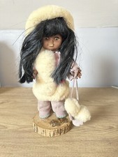 Vintage Eskimo Inuit Doll With Sheepskin Clothes Product Of Canada