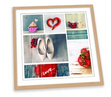 Shabby Chic Love Hearts FRAMED ART PRINT Picture Square Artwork