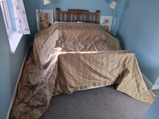 Gigantic Gold Luxury Quilted Interlined Lightly Striped Silk Curtain 3m66 x 2m86