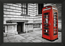 England red phone booth - red, framed