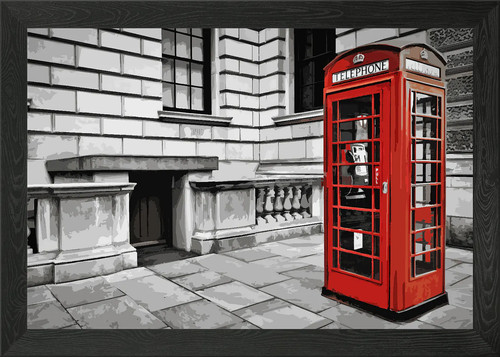 England red phone - booth, framed