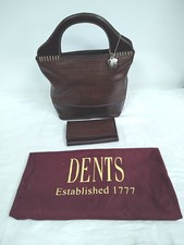 Dents Brown Leather Woven Top Handle Bag and Wallet Set with Charm - HB19