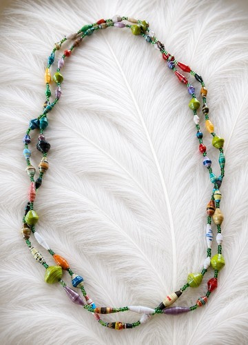 Long paper bead - paper, necklace