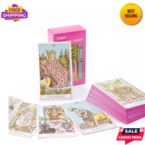Pink border tarot cards 78pcs - tarot,