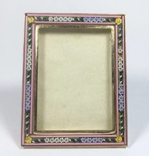 Vintage Italian Miniature Photo Picture Frame Micro Mosaic Easel Back Purple