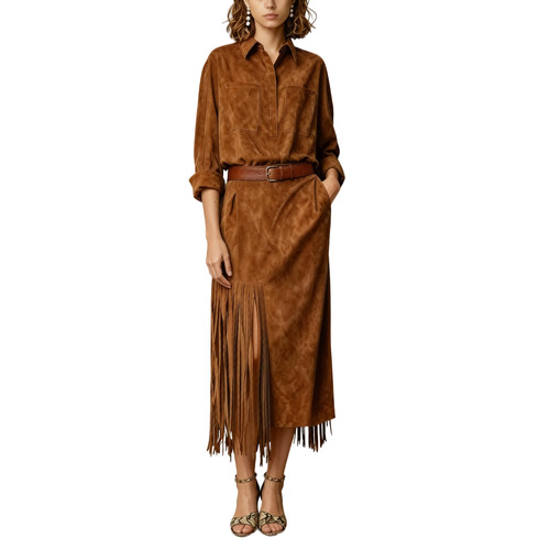 Women faux suede - suede, fringe