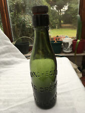 H.G Crews Manchester & Liverpool green 1/2 pint beer bottle 1890-1920 w/ stopper