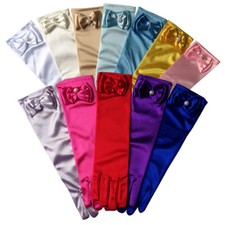 Gloves Frozen Elsa Princess Anna Girl's Fancy Long Satin Bow Tied Costume UK