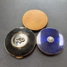 Vintage Kigu, Zenette and Regent compact powder mirrors. Black, blue & gold