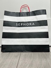 SEPHORA AUTHENTIC  STRIPE LARGE GIFT BAG RED HANDLES CHRISTMAS 