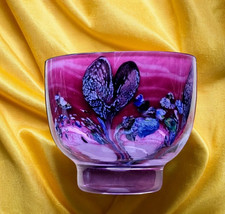 CAITHNESS VASE BOWL Pink Cadenza Hearts Colin Terris SCOTLAND 1986 VINTAGE RARE+