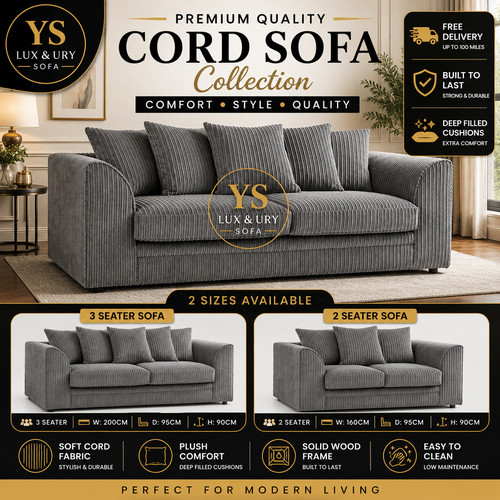 Jumbo cord corner sofa suite - jumbo,