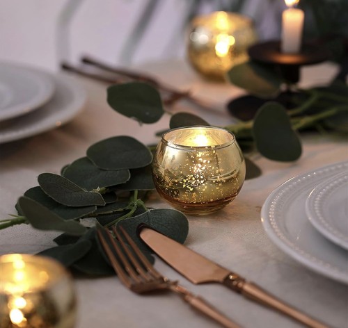 Round gold votive candle - round,