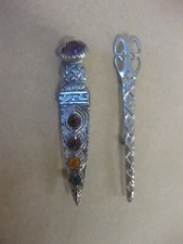 2 Vintage Kilt Pins ~ Silver Tone ~ Scottish Dirk Dagger