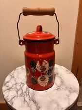 Vintage Red Floral Enamel Milk